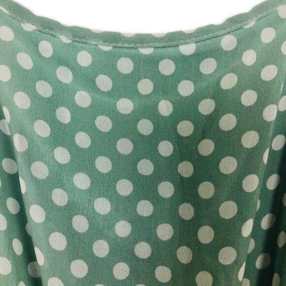 O2 Collection Women’s Midi Sundress Large Juniors Polka Dot Pleats Green - Picture 4 of 9
